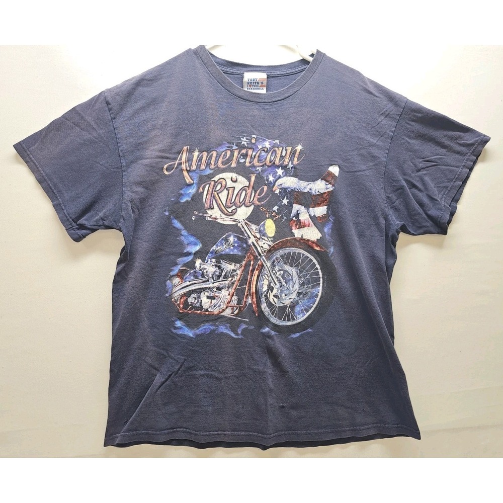 VTG Toby Keith American Ride T Shirt Americana Biker Distressed Country Western
